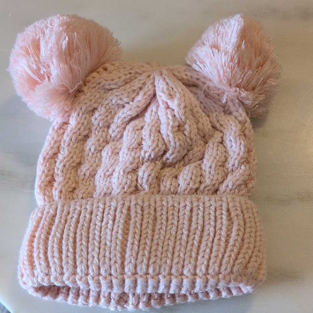 Cozy Pink Knit Pom-Pom Beanie for Kids
